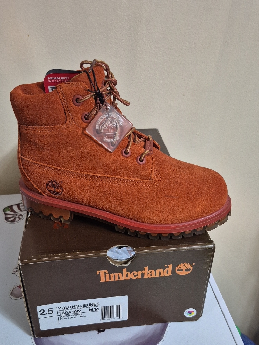 Timberland Suede Youth Boot in Rust